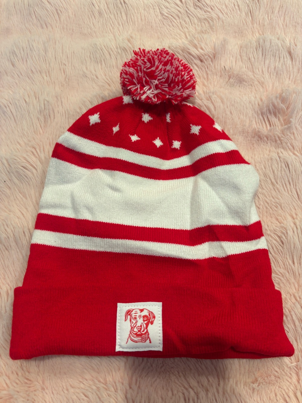 Kids Red and White Pom Beanie Hat
